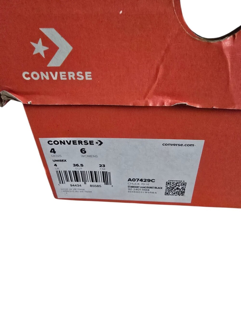 Converse High Top Sneakers - Lavender Canvas with White Accents - Picture 5 of 5